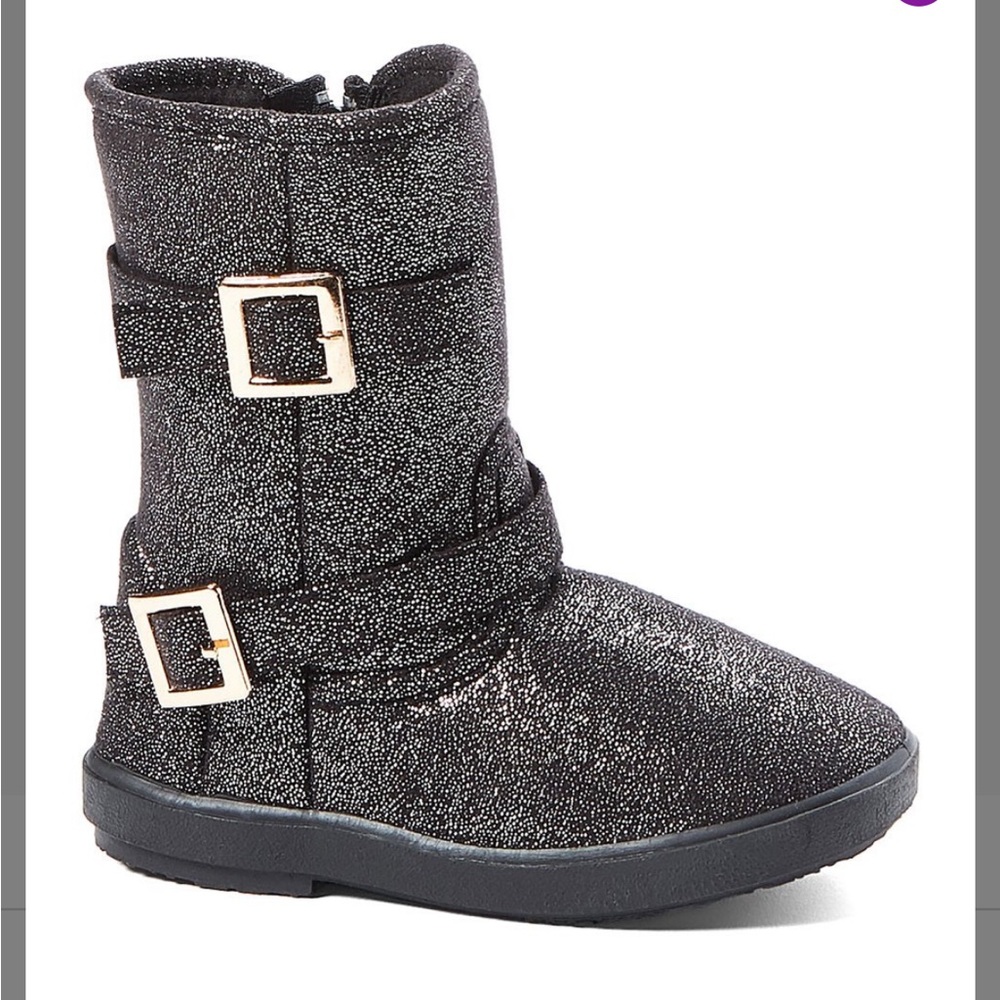 Black Glitter Suede Boots Toddler 7 - NWT